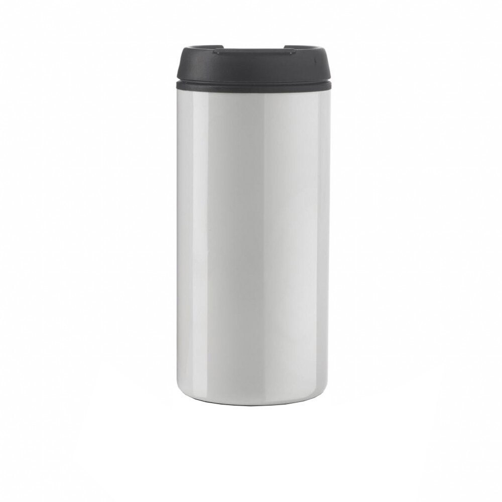 Cana de calatorie 300 ml, XD by AleXer, MO, pp, otel inoxidabil, alb, breloc inclus din piele ecologica si metal