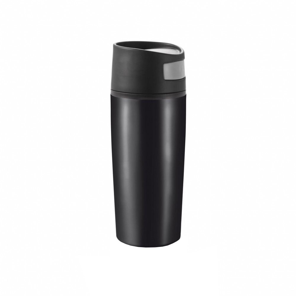 Cana de calatorie auto 300 ml, fara scurgeri, XD by AleXer, AO, pp, otel inoxidabil, negru, breloc inclus din piele ecologica