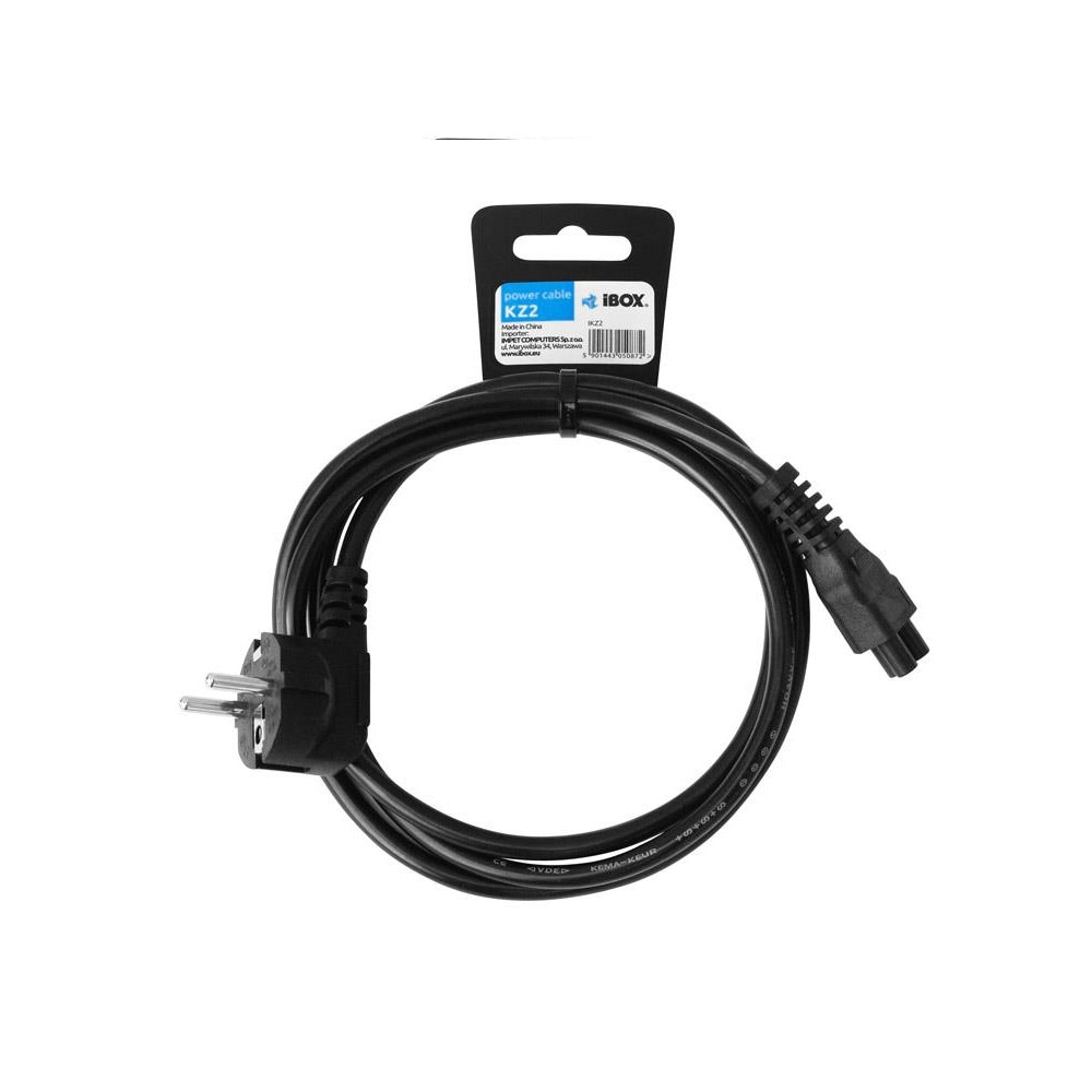 Cablu de alimentare notebook , IBOX , KZ2 VDE 3 x 0.75MM , 1.5 m , negru
