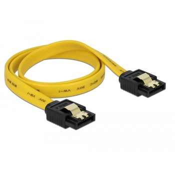 Cablu de conectare cu conectori in linie dreapta , Delock SATA 6 Gb/s , 0.3 m, galben Cablu de conectare cu conectori in linie dreapta , Delock SATA 6 Gb/s , 0.3 m, galben