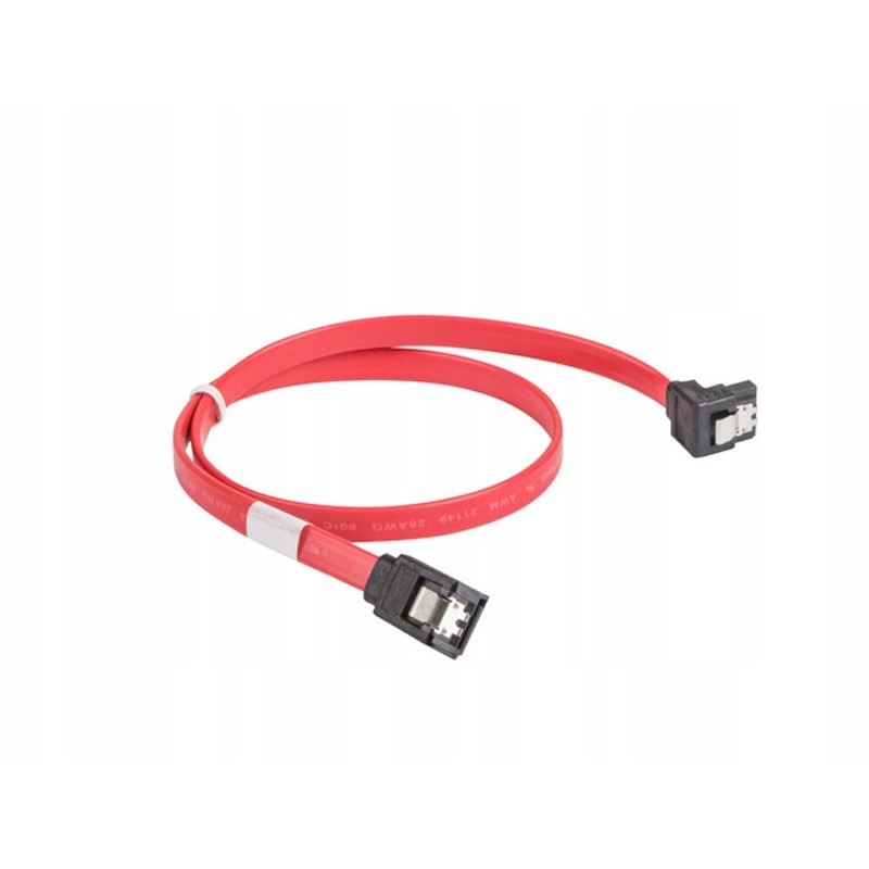 Cablu de conectare cu un conector in linie dreapta si unul inclinat , Lanberg , SATA Data III 6 Gb/s , 0.5 m