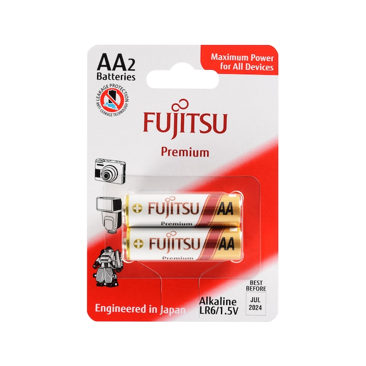 Алкални батерии FUJITSU PREMIUM LR6 AA, 2 броя