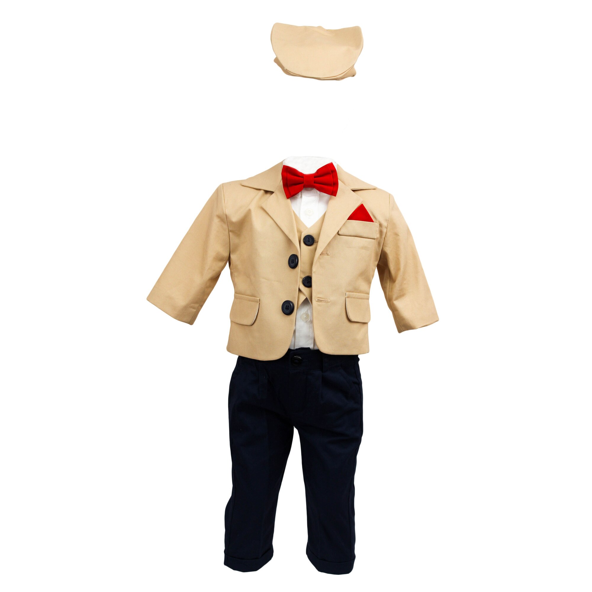 Costum botez Baby Boss, culoare crem-bleumarin, varsta 3-6 luni