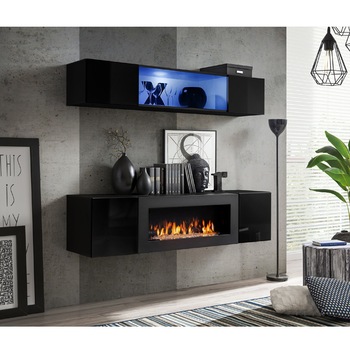 Living Genarom Fly N 23 ZZ FY N3, Negru/Negru Lucios, 160 x 150 x 40 cm Living Genarom Fly N 23 ZZ FY N3, Negru/Negru Lucios, 160 x 150 x 40 cm