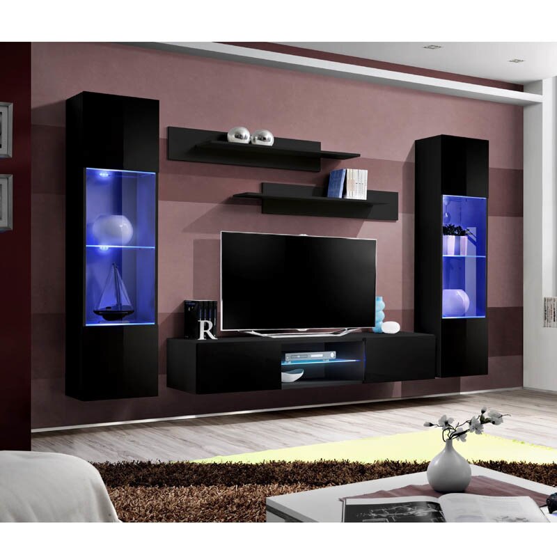 Living Genarom Fly O 23 ZZ FY O3, Negru/Negru Lucios, 260 x 190 x 40 cm