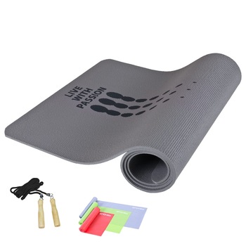 Set yoga, fitness Spokey, saltea, 3 benzi elstice si coarda sarit Set yoga, fitness Spokey, saltea, 3 benzi elstice si coarda sarit