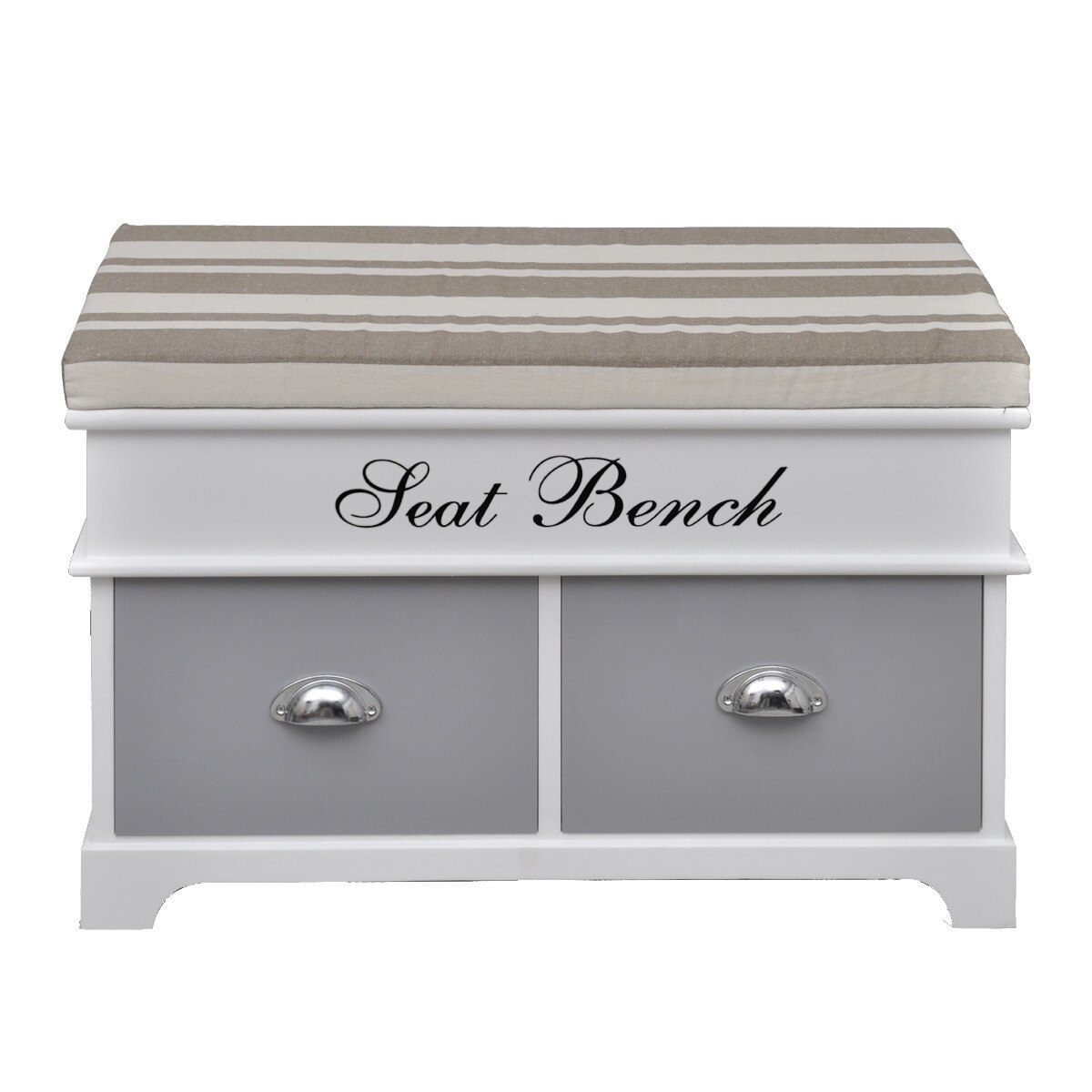 Canapea tip banca depozitare din lemn, cu doua sertare, vidaXL, Alb, 69 x 34 x 45 cm