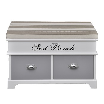 Canapea tip banca depozitare din lemn, cu doua sertare, vidaXL, Alb, 69 x 34 x 45 cm Canapea tip banca depozitare din lemn, cu doua sertare, vidaXL, Alb, 69 x 34 x 45 cm