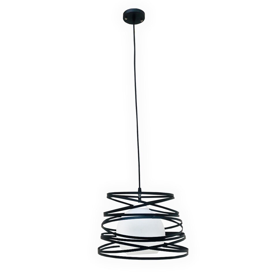 Lustra tip pendul metal 7007/1 neagra ,abajur alb mat ,inaltime adjustabila 30-95cm