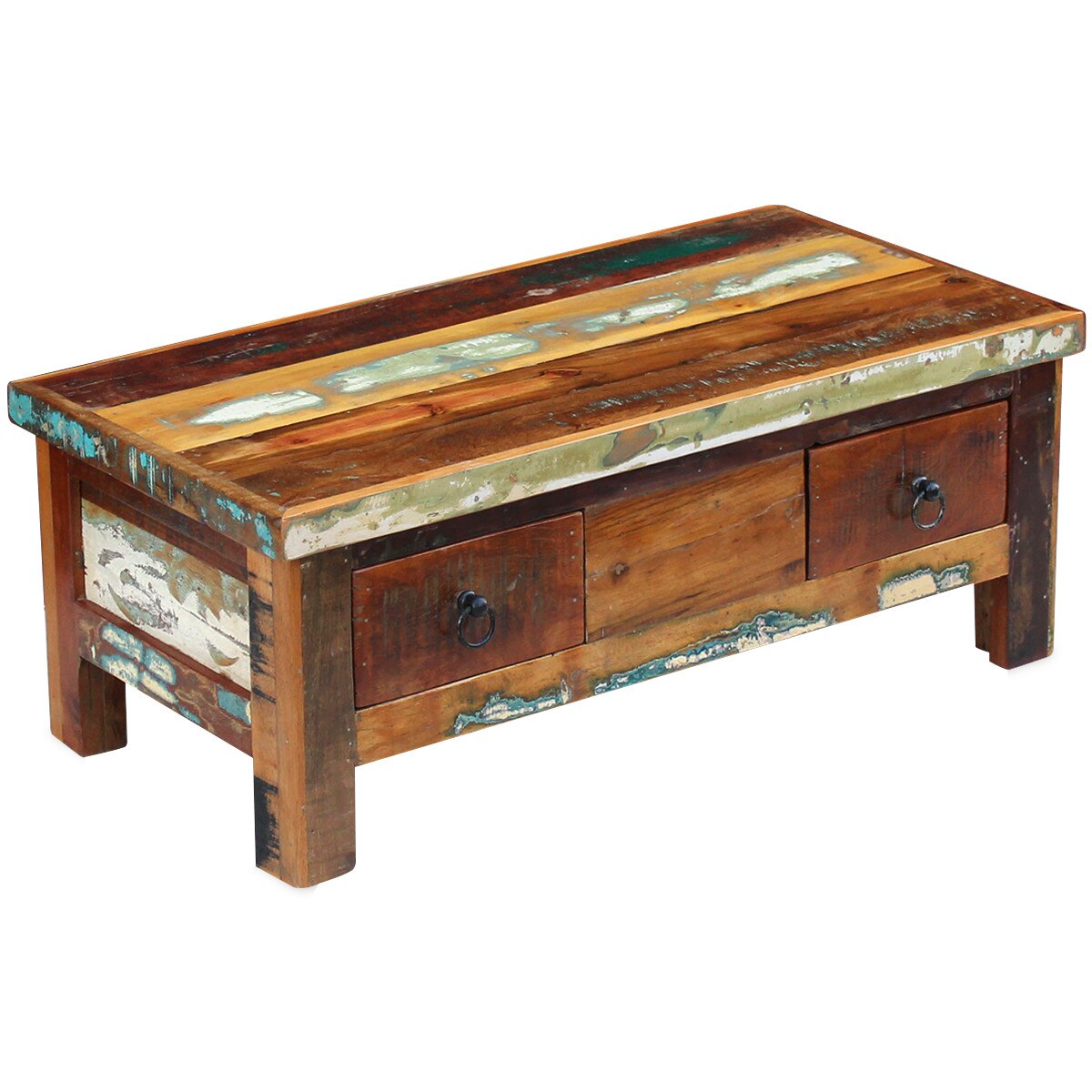 Masa de cafea cu sertare, VidaXL, lemn solid reciclat, 90 x 45 x 35 cm