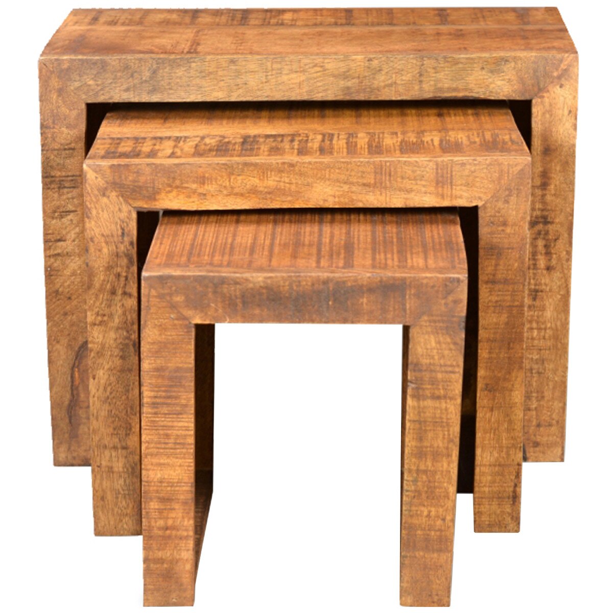 Set de mese suprapuse, vidaXL, 3 piese, lemn masiv de mango, 44 x 23 x 37 cm