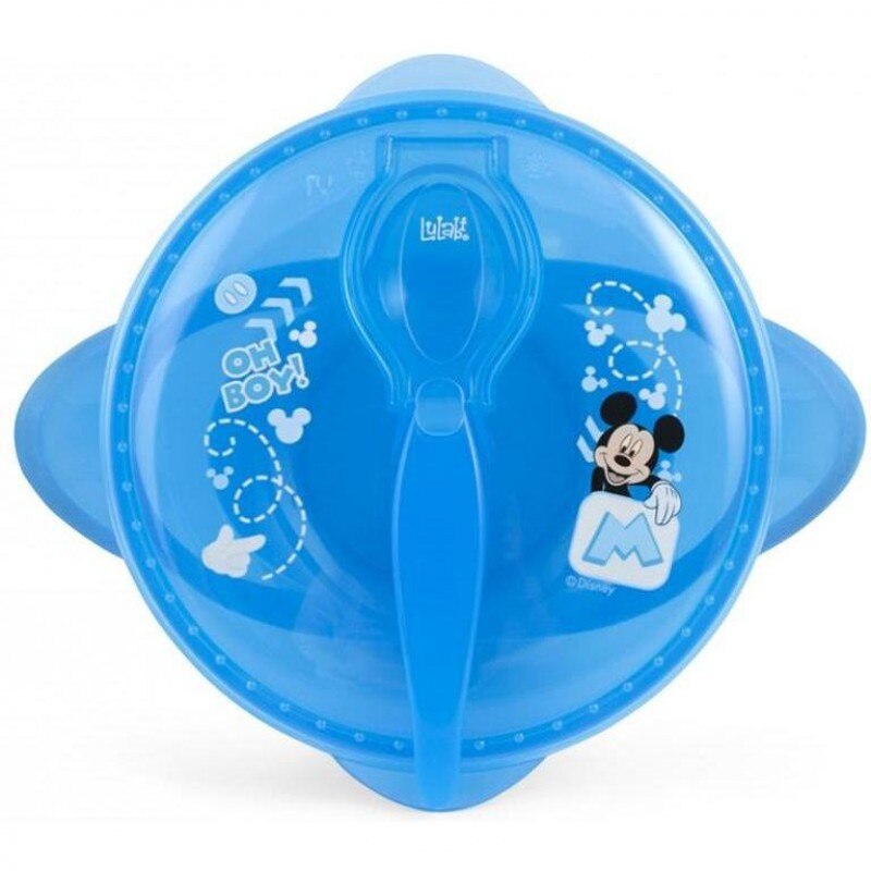 Set hranire pentru calatorii Mickey Mouse Lulabi, 12 cm, Albastru