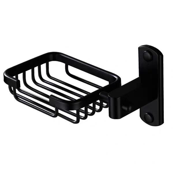 Savoniera aluminiu culoare neagra cu suport prosop