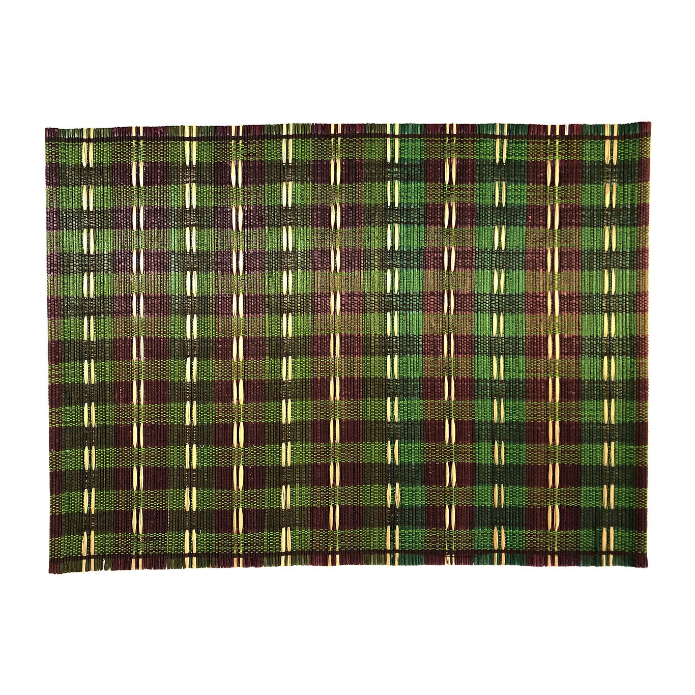 Suport Farfurii, Naproane/Placemats, set de 2, dreptunghiular, verde in dungi, fibre naturale, model maleabil, usor in greutate, NATURA
