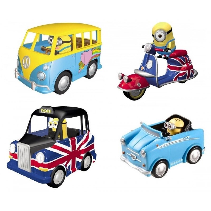 Set 4 figurine cu masinuta Minions Despicable Me