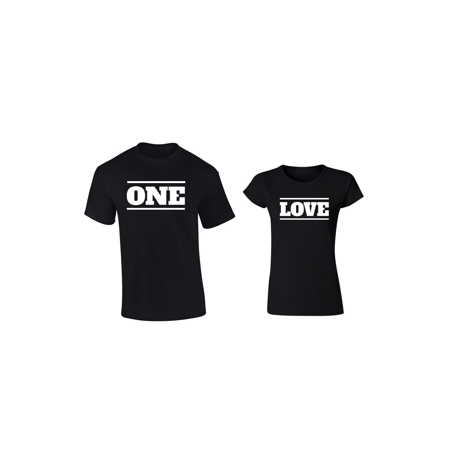 Set de 2 tricouri pentru cuplu negru ONE LOVE, marimea XL