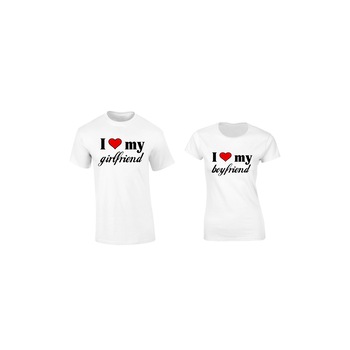 Set de 2 tricouri pentru cuplu I love Girlfriend/Boyfriend, marimea L Set de 2 tricouri pentru cuplu I love Girlfriend/Boyfriend, marimea L