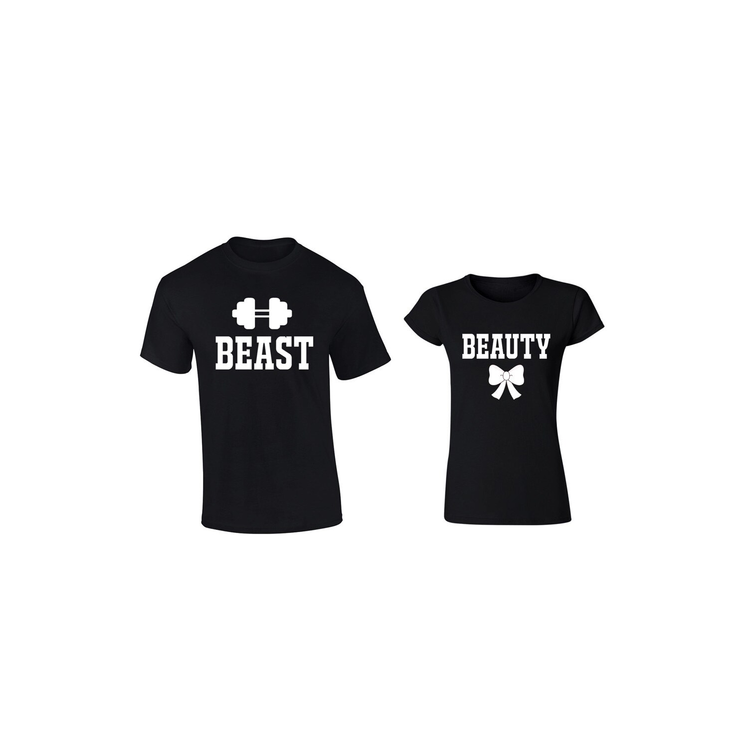 Set de 2 tricouri pentru cupluri Beast /Beauty, marimea L