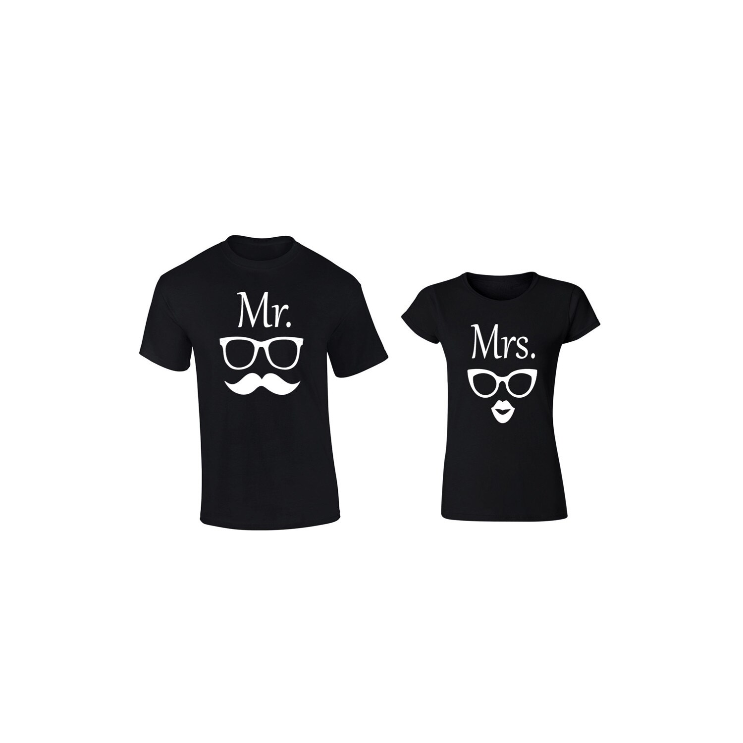 Set de 2 tricouri pentru cuplu negre Sunglass, marimea L