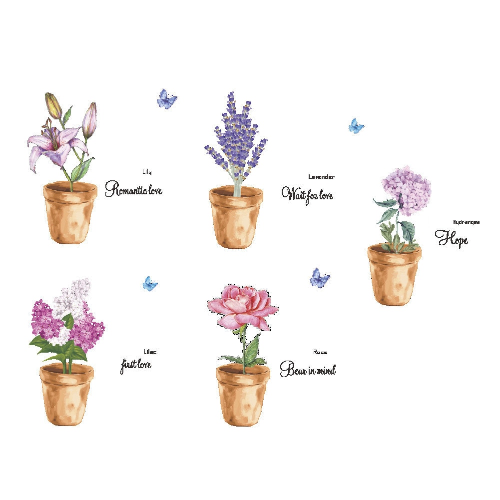 Autocolante decorative - Ghivece cu flori - 81x61 cm