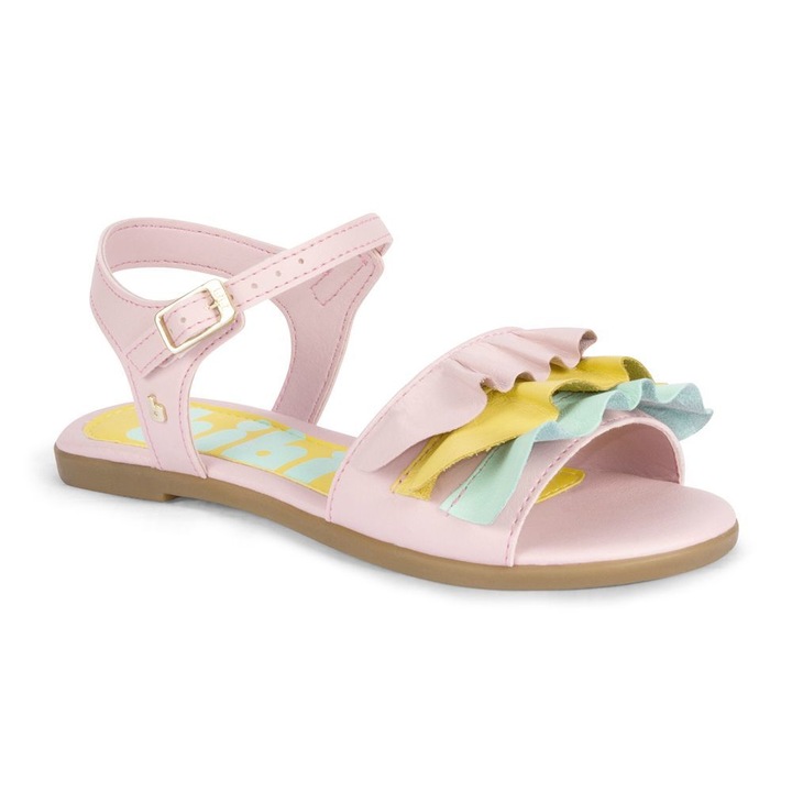 Детски Сандали за момиче BiBi Shoes Fresh Pink Colorful Frills, Розов, 38 EU