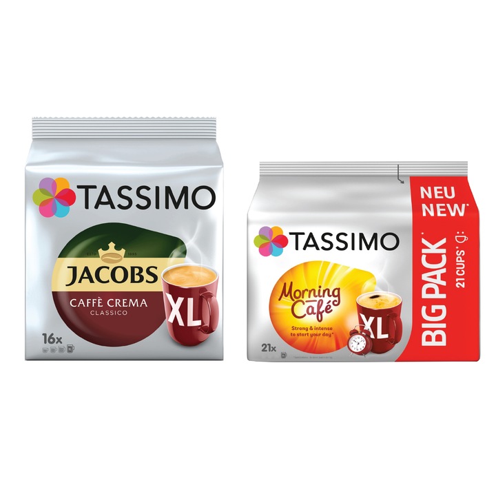 Set 2 x Capsule Jacobs Tassimo Cafe Crema XL, Morning XL 37 bauturi