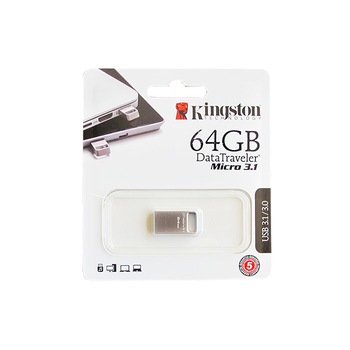 Memory stick USB 3.1 Gen 1 Kingston DataTraveler Micro DTMC3 64 GB metalic, fara capac Memory stick USB 3.1 Gen 1 Kingston DataTraveler Micro DTMC3 64 GB metalic, fara capac