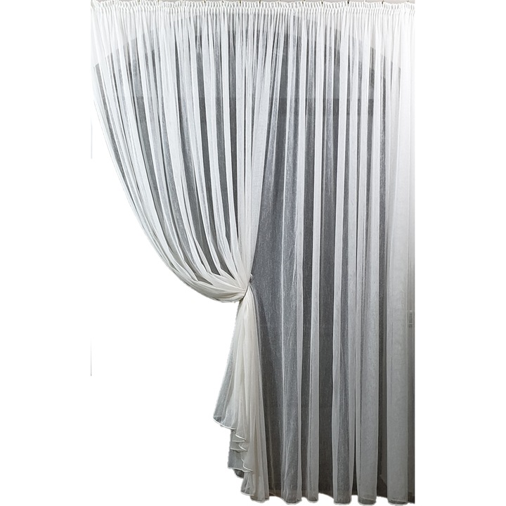 MASTEL Függöny, 600 x 245 cm, BOR modell, Ráncolószalag, Fehér