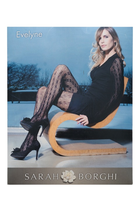 Dres din bumbac, cu model geometric, perforat,Sarah Borghi, 100 DEN, Evelyne, Gri