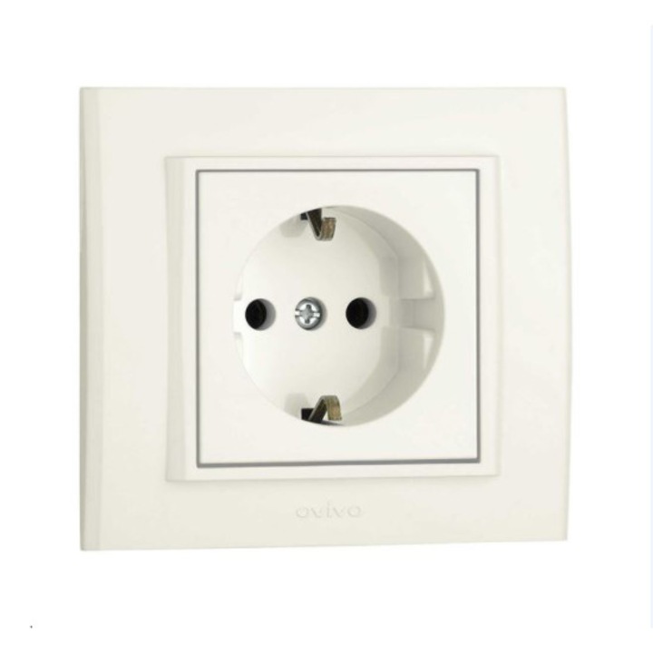 Priza simpla schuko Ovivo Mina ST Natural alb