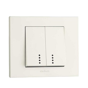 Intrerupator dublu cu led OVIVO Grano alb si rama Intrerupator dublu cu led OVIVO Grano alb si rama
