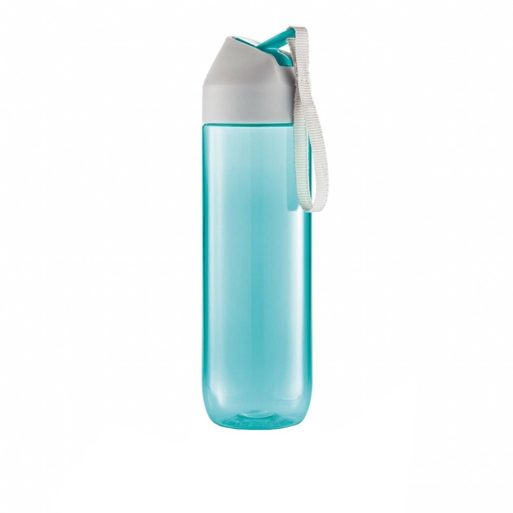 Sticla de apa 450 ml, maner curelusa, XD by AleXer, NA, tritan, pp, turcoaz, breloc inclus din piele ecologica si metal