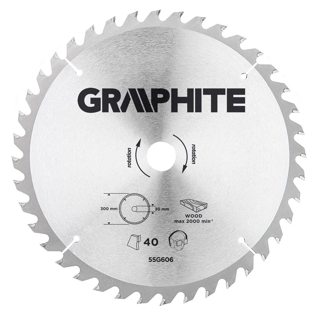 Disc pentru fierastrau debitor, carbura, 300x30 mm, 40 de dinti, Graphite 55H606