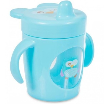 Cana cu cioc Second Sips Bufnita Lulabi, 260 ml, Bleu Cana cu cioc Second Sips Bufnita Lulabi, 260 ml, Bleu