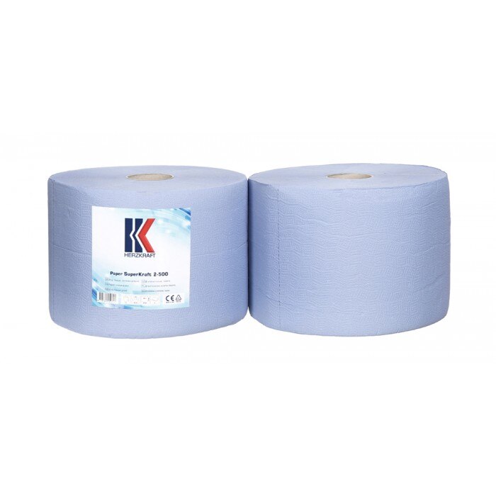 Rola hartie portionata, Herzkraft, 2 role x 500, albastra
