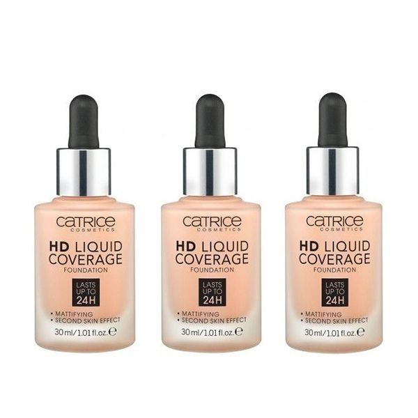 Pachet Catrice 3XHD Liquid Coverage Fondation 020 Rose Beige 30 ml