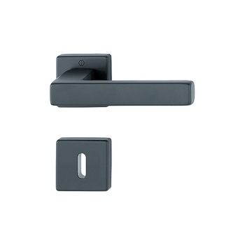 Maner usa interior, Hoppe Toulon, cu rozeta patrata pentru cheie, material aluminiu, culoare negru 128 x 49 mm Maner usa interior, Hoppe Toulon, cu rozeta patrata pentru cheie, material aluminiu, culoare negru 128 x 49 mm