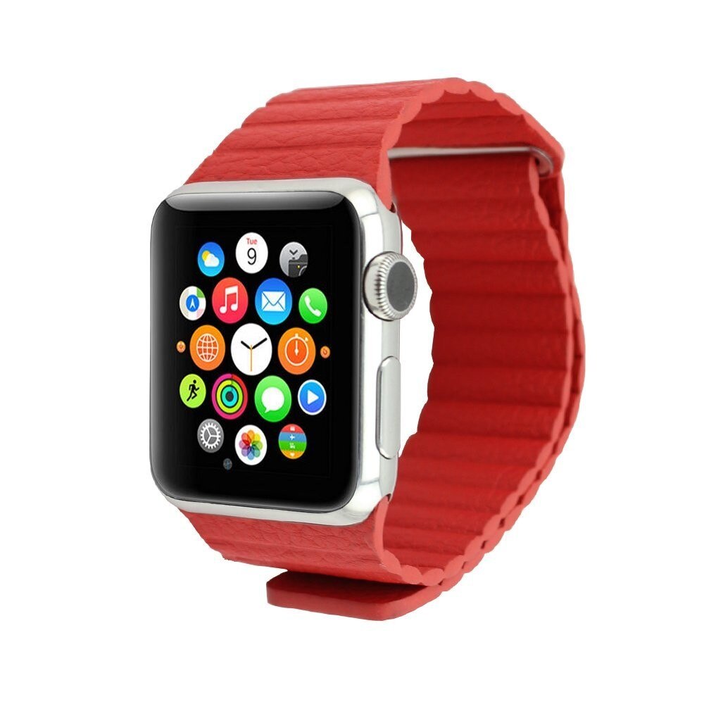Curea iUni compatibila cu Apple Watch 1/2/3/4/5/6, 40mm, Leather Loop, Piele, Red