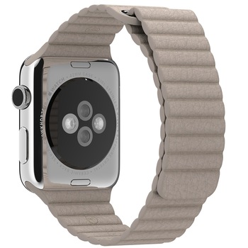 Curea iUni compatibila cu Apple Watch 1/2/3/4/5/6, 40mm, Leather Loop, Piele, Kaki