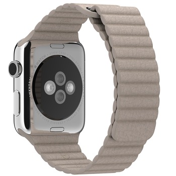 Curea iUni compatibila cu Apple Watch 1/2/3/4/5/6, 40mm, Leather Loop, Piele, Kaki Curea iUni compatibila cu Apple Watch 1/2/3/4/5/6, 40mm, Leather Loop, Piele, Kaki