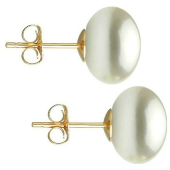 Cercei de Aur cu Perle Naturale Albe de 10 mm Cercei de Aur cu Perle Naturale Albe de 10 mm