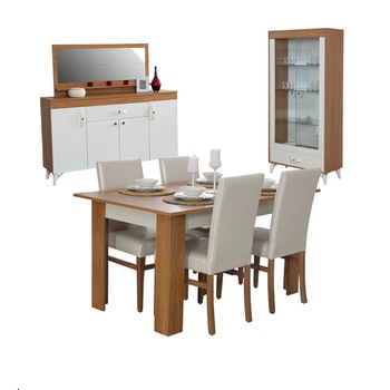 Set dining Turna Alpino culoare maro/alb 4 piese, masa 1450x900mm, vitrina 902x394mm, dulap tacamuri 1604x414mm, oglinda 1263x140mm Set dining Turna Alpino culoare maro/alb 4 piese, masa 1450x900mm, vitrina 902x394mm, dulap tacamuri 1604x414mm, oglinda 1263x140mm