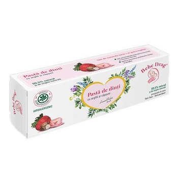 Pasta de Dinti Bebe Drag cu Argila si Capsuni Viva Natura 50ml Pasta de Dinti Bebe Drag cu Argila si Capsuni Viva Natura 50ml