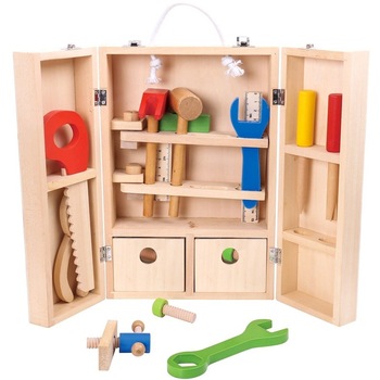 Trusa de unelte pliabila din Lemn Natural 25 Unelte si Accesorii,  Trusa de unelte pliabila din Lemn Natural 25 Unelte si Accesorii,