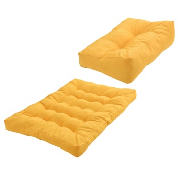 Set perne mobilier paleti Gardenia 21, en.casa, perna sezut 120 x 80 x 12 cm, perna spate 60 x 40 x 20/10 cm, poliuretan, galben mustar Set perne mobilier paleti Gardenia 21, en.casa, perna sezut 120 x 80 x 12 cm, perna spate 60 x 40 x 20/10 cm, poliuretan, galben mustar