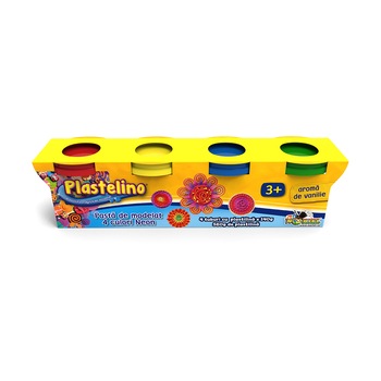 Plastelino - Pasta de modelat Neon, 4 culori Plastelino - Pasta de modelat Neon, 4 culori