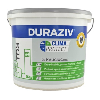 Tencuiala decorativa structurata DURAZIV Clima Protect cu Kauciuc, TDS 2.5 mm, alb, 25 kg Tencuiala decorativa structurata DURAZIV Clima Protect cu Kauciuc, TDS 2.5 mm, alb, 25 kg