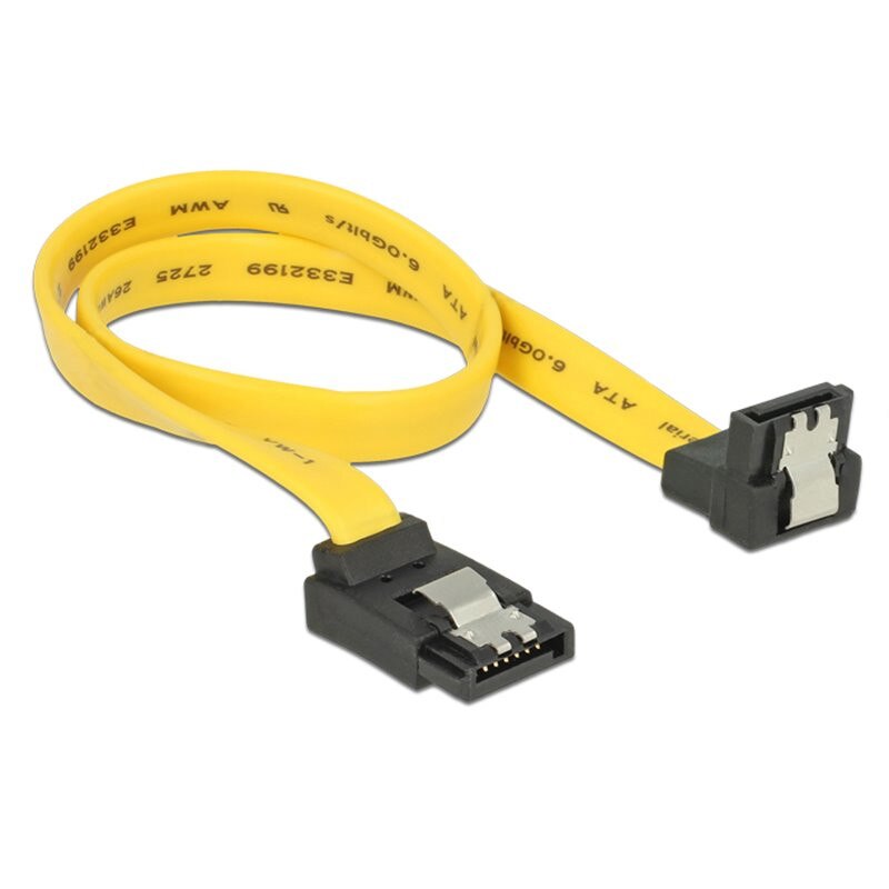Cablu de conectare cu un conector inclinat in jos si unul in sus , Delock , SATA , 0.3 m , galben