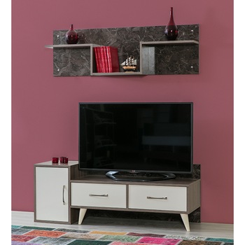 Comoda TV Alpino Lates, 1454 x468 x h536 mm, Maro/Alb Comoda TV Alpino Lates, 1454 x468 x h536 mm, Maro/Alb