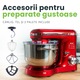 Mixer cu bol de 6L din inox, Biovita MB-1500PRO, 2 kg aluat, putere 1500W, 4 accesorii, 6 viteze + puls, Rosu
